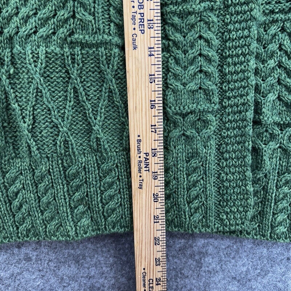 Carraig Donn Womens Merino Wool Aran Irish Wrap Sweater Size‎ XS Green Fisherman - Picture 9 of 12